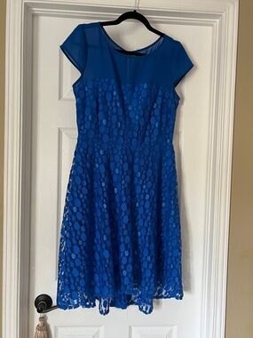 Julian Taylor Electric Blue Lace Midi Dress, Size 10